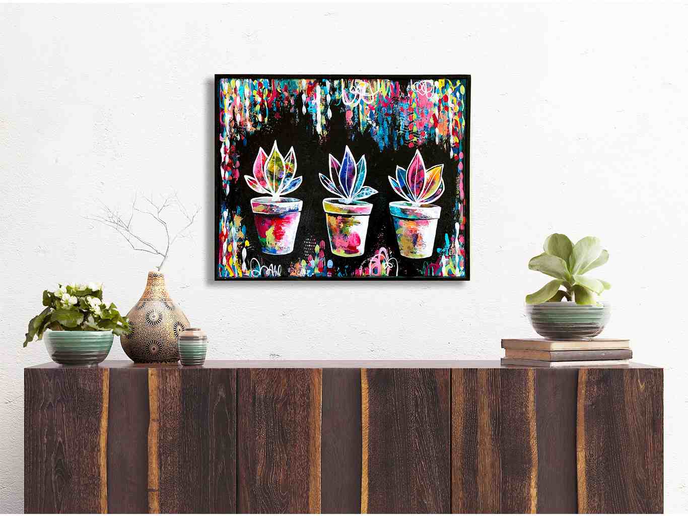AM 104 - Tangled Roots acrylic - painting - canvas - plants - colorful - art - decor - Audree Marsolais (2)