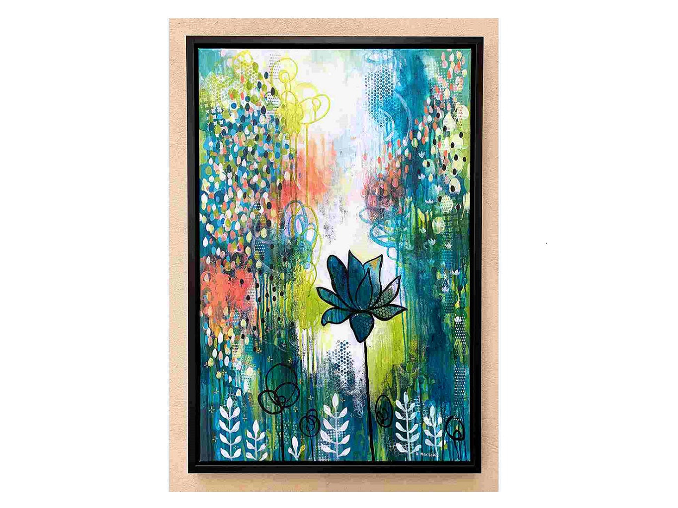 AM 107 Soulful Meadow acrylic - painting - canvas - flower - nature - colorful - art - decor Audree Marsolais (1)