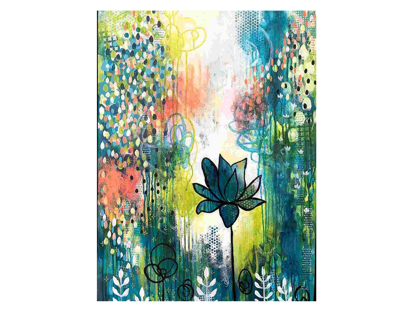AM 107 Soulful Meadow acrylic - painting - canvas - flower - nature - colorful - art - decor Audree Marsolais (3)