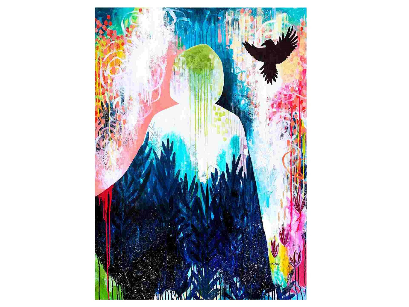 AM 108 Released acrylic - painting - canvas - silhouette - bird - nature - colorful - art - décor Audree Marsolais (1)