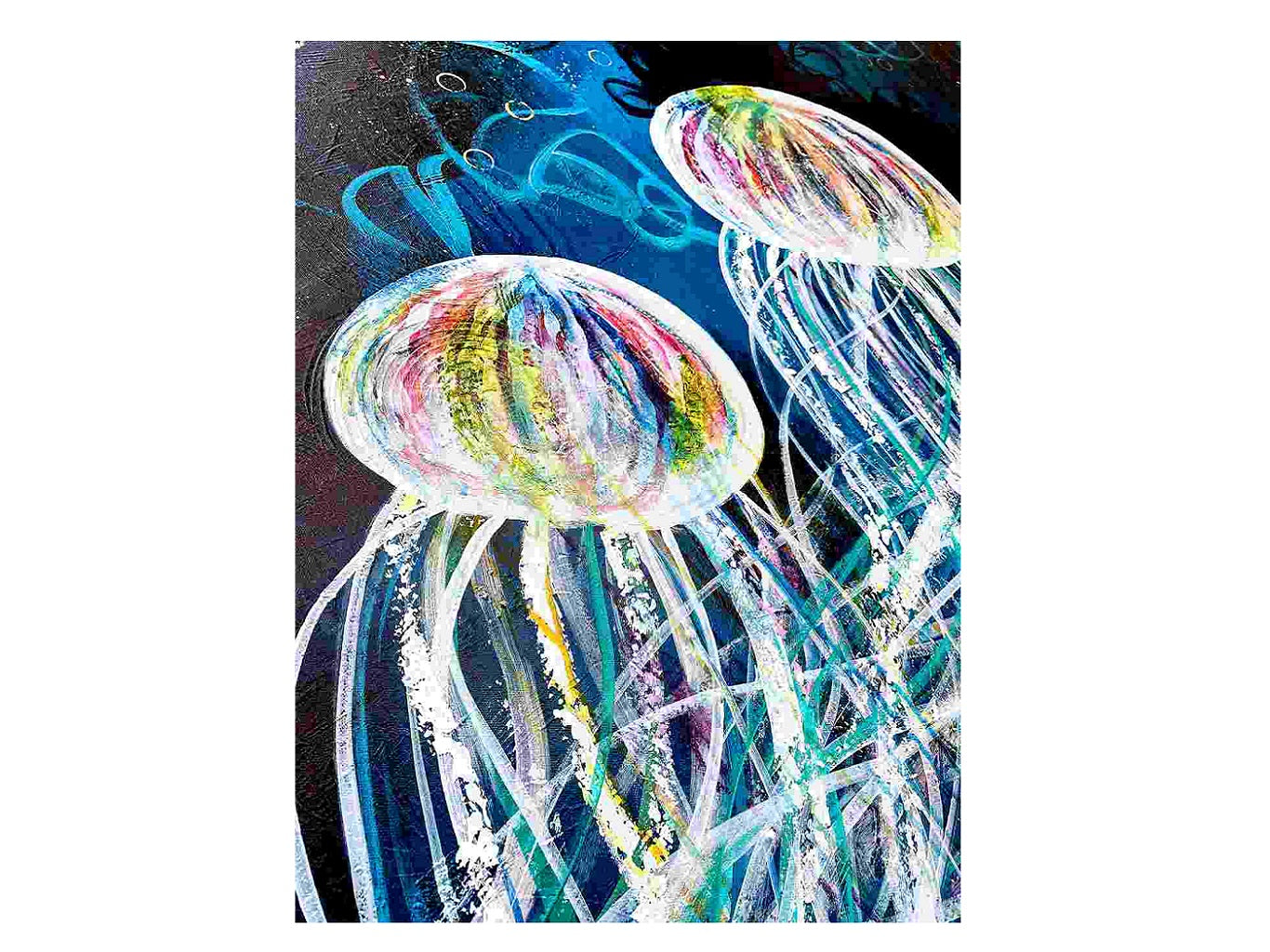 AM 111 Medusas II - acrylic - painting - canvas - ocean - jellyfishes - medusas - colorful - art - décor - wall - art- audree marsolais (2)