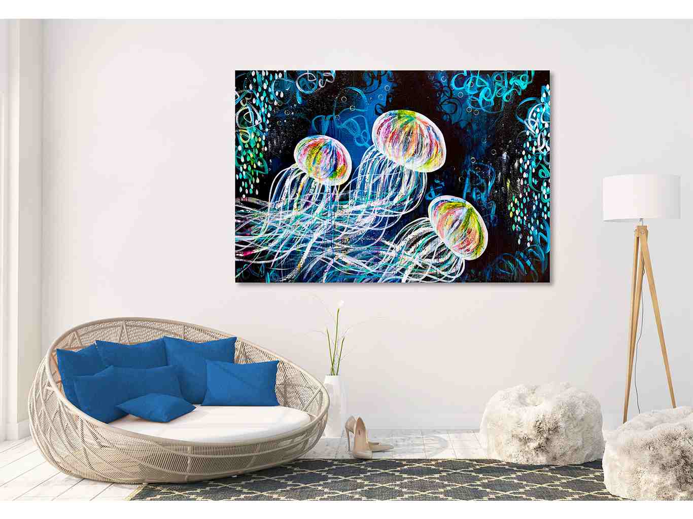 AM 111 Medusas II - acrylic - painting - canvas - ocean - jellyfishes - medusas - colorful - art - décor - wall - art- audree marsolais (3)