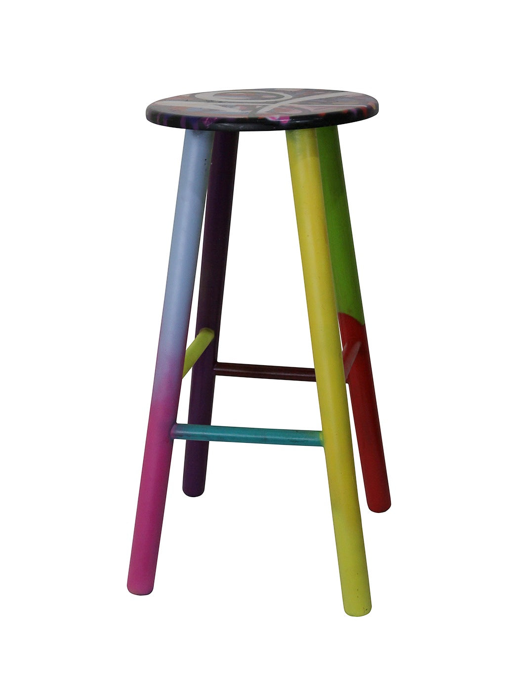 multicolour wooden high stool
