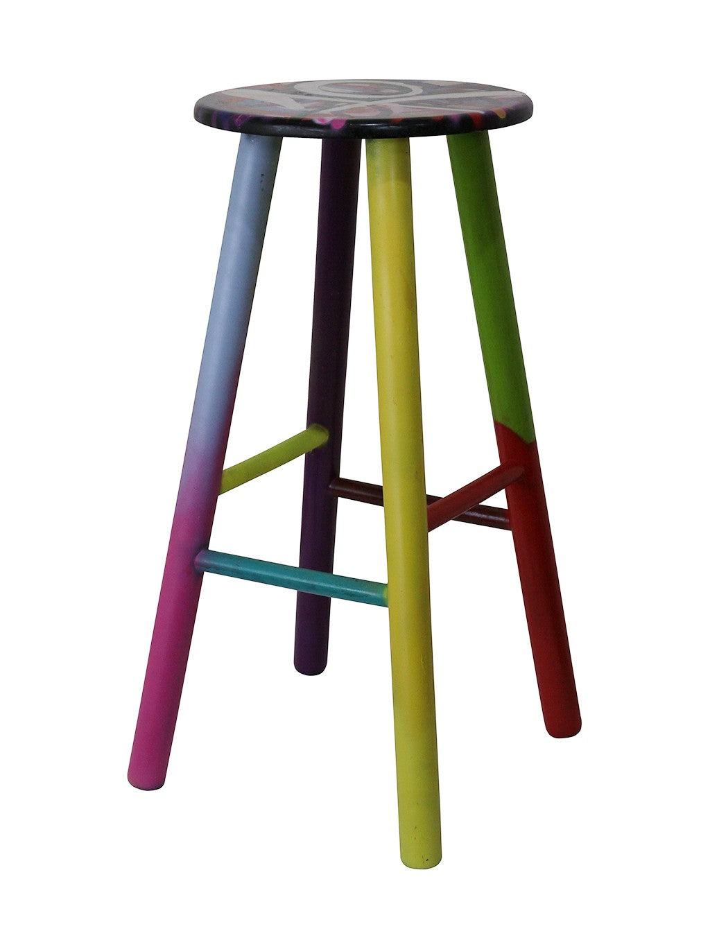 multicolour wooden high stool