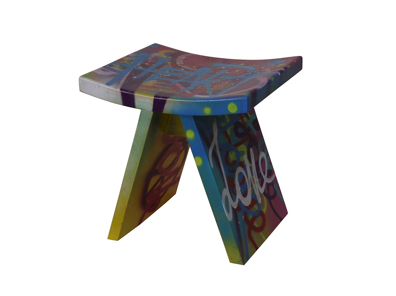 multicolour wooden low stool