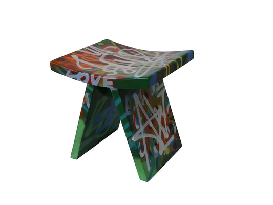 multicolour wooden low stool