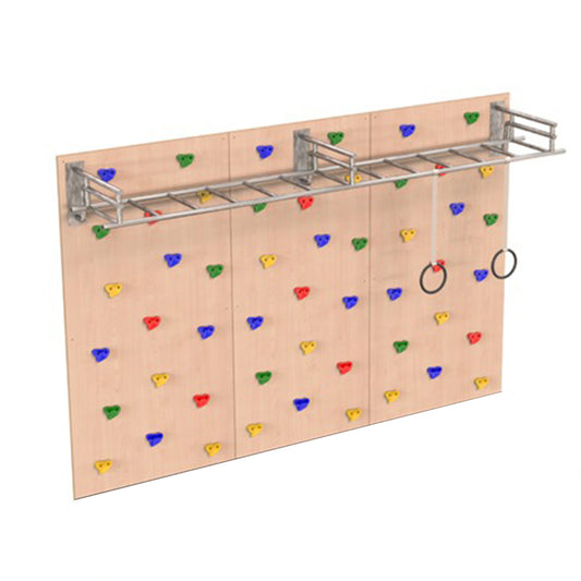 CLI4-A - CLIMBING WALL WITH MONKEY BARS & GYMNASTIC RINGS - 3 PANELS