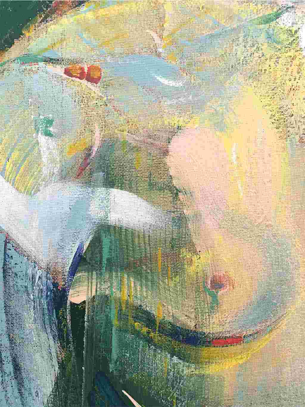 Painting-Bare1-40x50cm-acrylic-web-detail3 Painting, acrylic, canvas, nature, abstract, figure, contemporary, relaxing, figurative, broad strokes