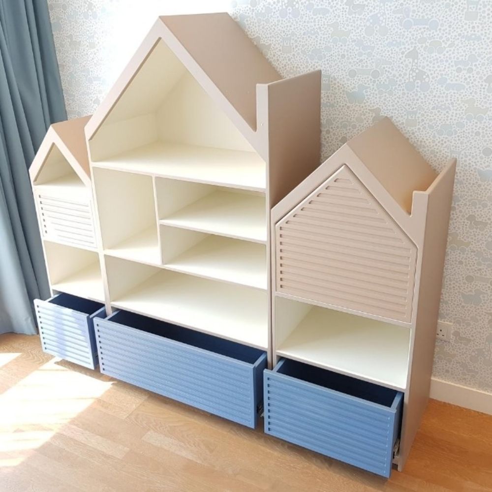 SHE50 - House Shaped Shelving Unit with Drawers (3)