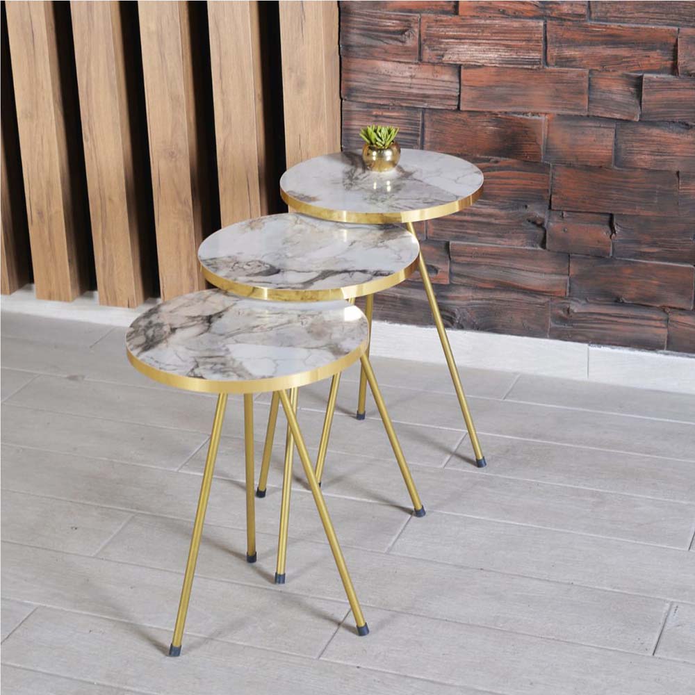 Gold & White Nesting Table – Home Hub ME